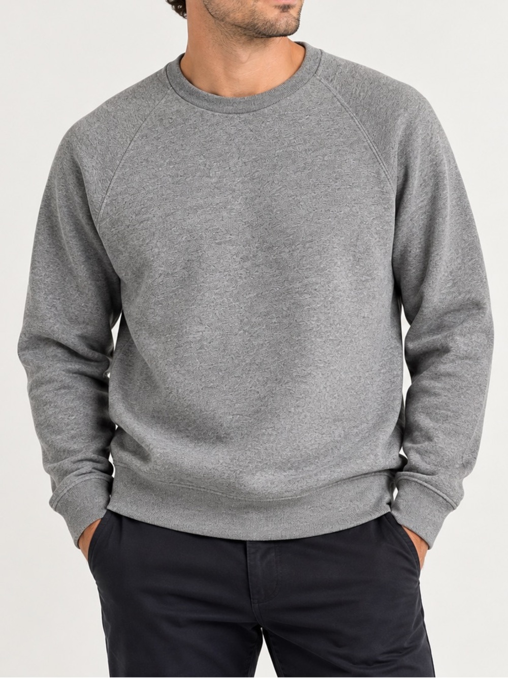 John Elliott Gray Raglan Crewneck Men’s Luxury Streetwear Sweatshirt